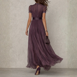 Veronika - Csipkés Trim Chiffon Maxi Ruha