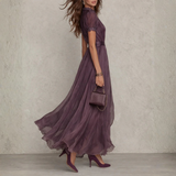 Veronika - Csipkés Trim Chiffon Maxi Ruha