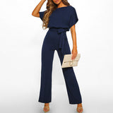 Viola | Női Laza Rövidujjú Jumpsuit Övvel