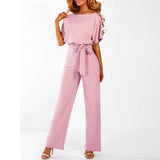 Viola | Női Laza Rövidujjú Jumpsuit Övvel