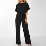 Viola | Női Laza Rövidujjú Jumpsuit Övvel