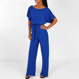 Viola | Női Laza Rövidujjú Jumpsuit Övvel