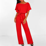 Viola | Női Laza Rövidujjú Jumpsuit Övvel