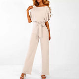 Viola | Női Laza Rövidujjú Jumpsuit Övvel