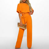 Viola | Női Laza Rövidujjú Jumpsuit Övvel