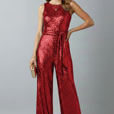 Franziska | Női Pailletten Egyenes Szárú Esti Jumpsuit