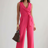 Felicia | Női Ujjatlan V-nyakú Jumpsuit Derékövével