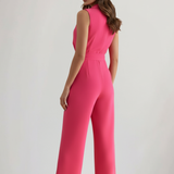 Felicia | Női Ujjatlan V-nyakú Jumpsuit Derékövével