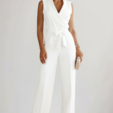 Felicia | Női Ujjatlan V-nyakú Jumpsuit Derékövével