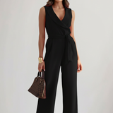 Felicia | Női Ujjatlan V-nyakú Jumpsuit Derékövével